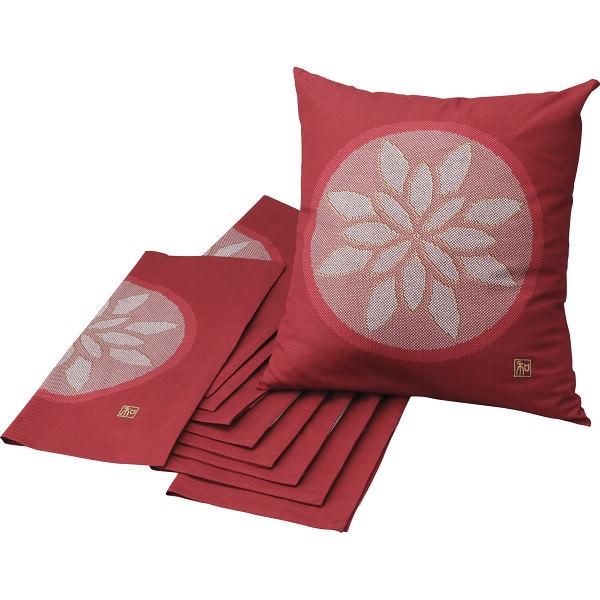 座布団カバー10枚セット(花紋) エンジ インテリア ご自宅用 プレゼント