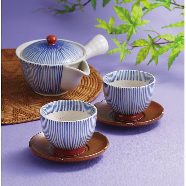 波佐見焼 朱巻十草 急須茶器揃(茶托付) 湯呑 セット 和食器 食器 ご