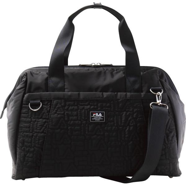 【送料無料/直送】フィラ　キルティング口枠ボストンバッグ/プレゼント お祝い 誕生日祝い 敬老の日 母の日 父の日 自家消費にも バッグ・小物・ブランド雑貨 バッグ レディースバッグ ボストンバッグ フィラ キルティング口枠ボストンバッグ ブラック バッグ 服飾雑貨 ご