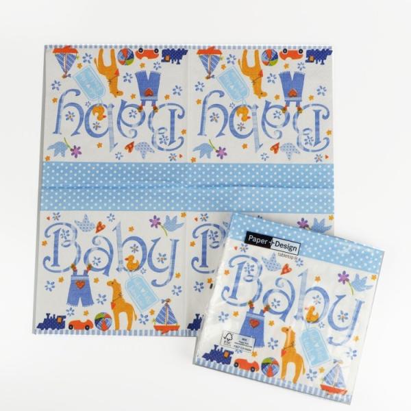 POPでカラフルなものから、シックなデザインまで幅広く楽しめるPAPER+DESIGN。日常使いから、ホームパーティやピクニックのお供などにも。デコパージュにも最適！食卓が楽しく彩ります。33x33cm ベイビー ブルー 男の子 PD215...