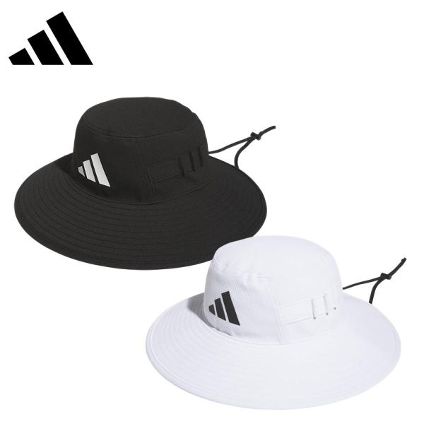 adidas アディダス メンズ ゴルフ 帽子 ハット ワイド ブリム ハット TF901 26SS 春夏 ティーホルダー 耐久性 あごひも付き調節可能 ドビー生地