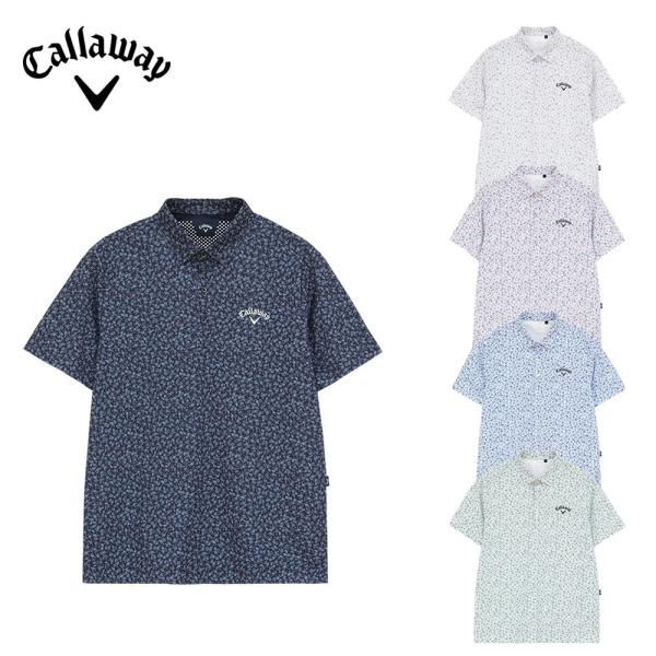 Callaway キャロウェイ メンズ ゴルフウェア シャツ ミニカノコ小花総柄半袖シャツ C26134112 26SS 春夏 吸汗速乾性 UPF15 ひんやり感
