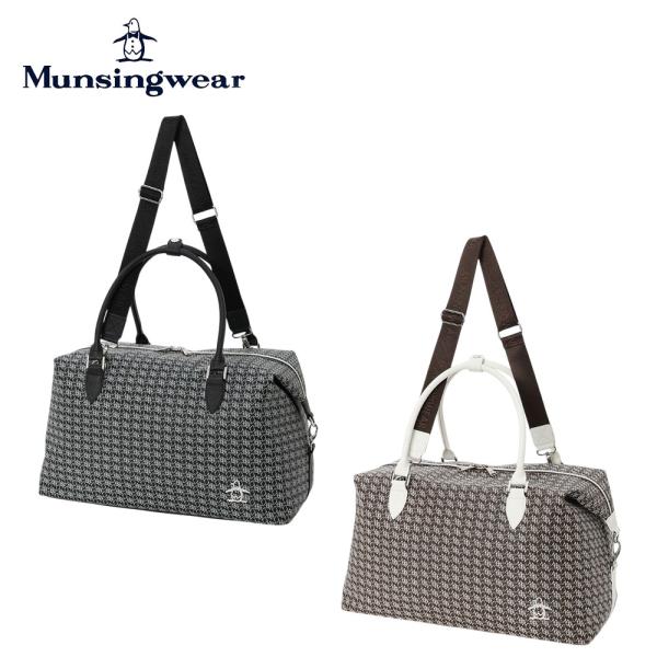 Munsingwear マンシングウェア ユニセックス ゴルフ 鞄 カバン 総柄デザインボストンバッグ MG6FBB04U 26FW 秋冬 ショルダー付属 幾何学模様