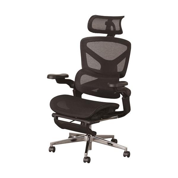 小島工芸 多機能デスクチェア W70×D66×H114-120cm 通気性 メッシュ レッグレスト ブラック KSG2501BK DC