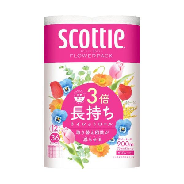 日本製紙クレシア スコッティ フラワーパック 3倍長持ち 12ロール ダブル  861