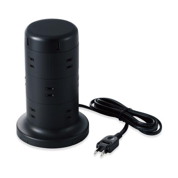 �G���R�� TT-U02-1220BK �^���[�^�^�b�v 12�� ���T�[�W�t �z�R���h�~�V���b�^�[�t �Œ�\ 5�|�[�g���v�o��4.8A 2.0m �u���b�N