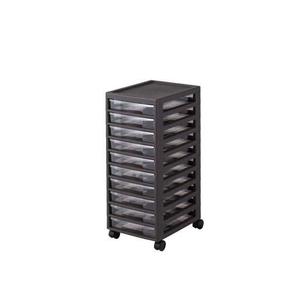 他サイト： 収納用品 アプロス A4浅10段 ダークブラウン 幅270×奥行345×高さ642ｍmの商品画像