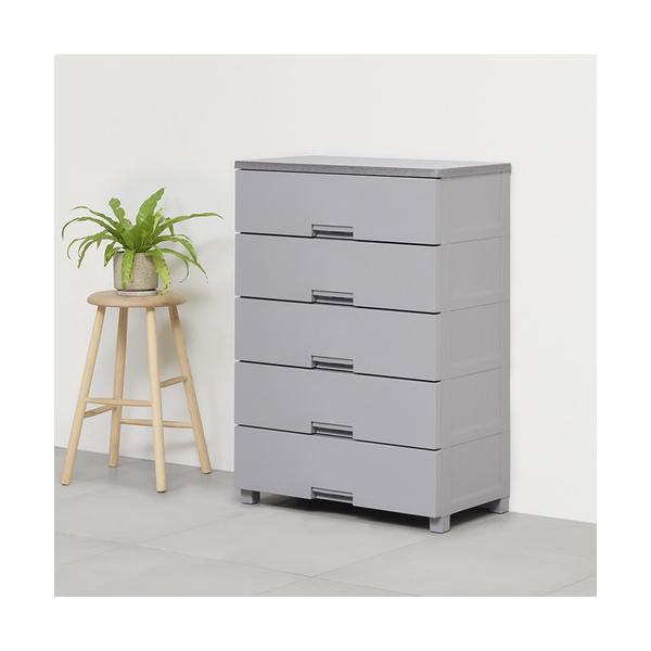 【期間限定大特価】天馬 Fits フィッツチェスト 7505 幅75cm 5段 ロック付き スムーズな引出し 収納 タンス 完成品 グレー 446