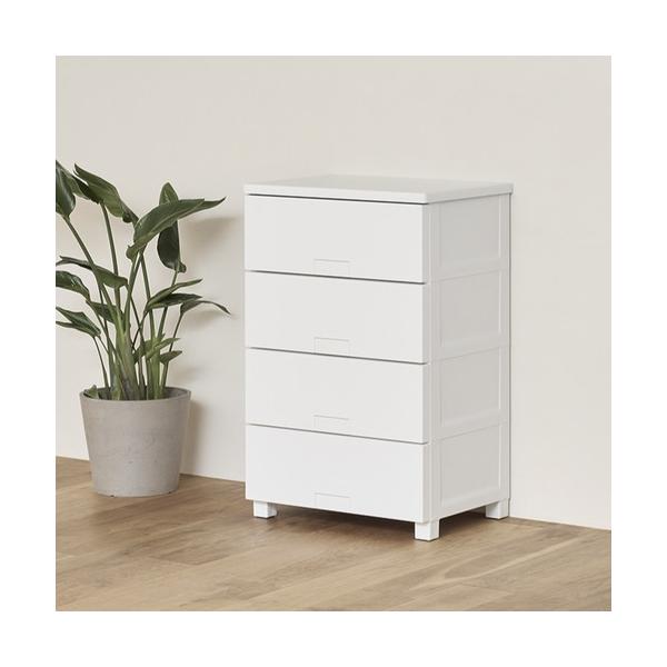 天馬 Fits フィッツチェスト フルフラット 5504 幅55cm 4段 ロック付き スムーズな引出し 収納 タンス 完成品 ホワイト 446