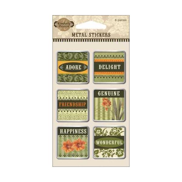FISKARS Kimberly Poloson Cabana Blooms Epoxy Stickers, Metal Edged 6/Package