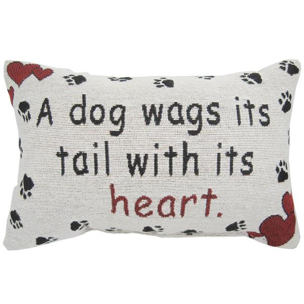 Manual Woodworkers and Weavers TWDWTH A Dog Wags His Tail With Its Heart Tapestry Pillow Jacquard Woven 12.5 X 8.5 in.