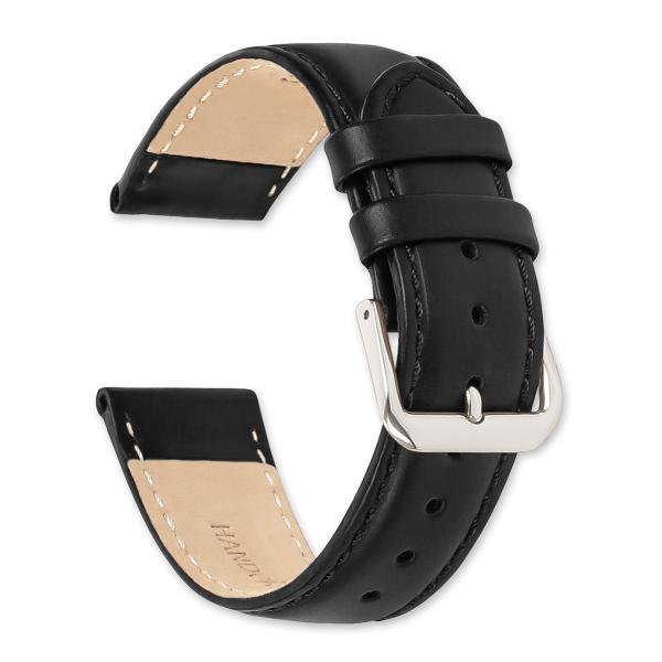 deBeer Stage Coach Style Leather Watch Band - 16mm - Black