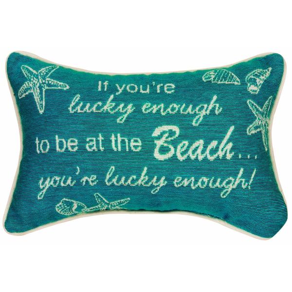 Manual 12.5 x 8.5-Inch Decorative Throw Pillow, If You're Lucky Enough by Manual Woodworker [並行輸入品]