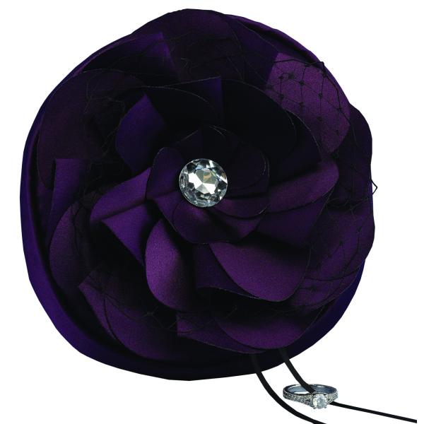 Hortense B. Hewitt Wedding Accessories Floral Fantasy Eggplant Purple Collection, Petite Ring Pillow