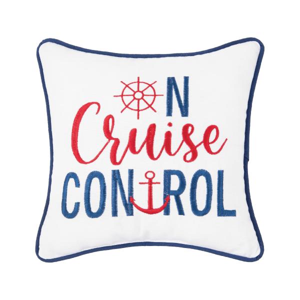 C＆F Home On Cruise Control 刺繍入りスローピロー 10インチ x 10インチ ホワイト