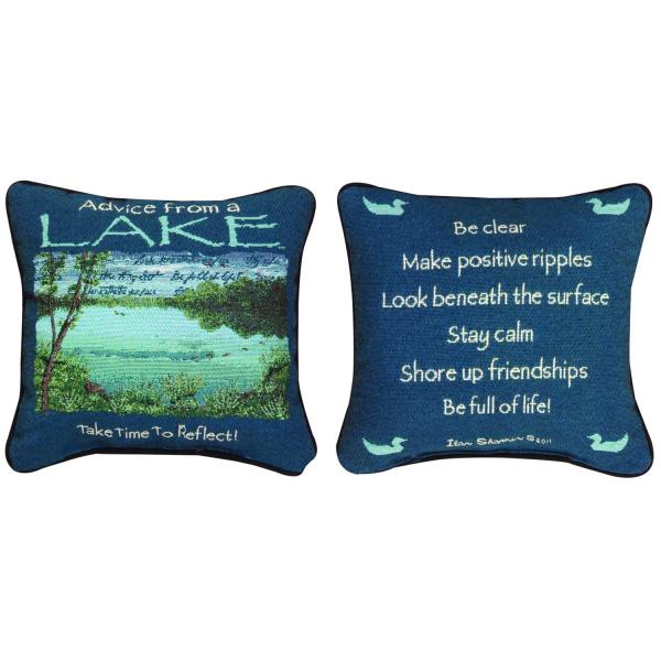 Manual Woodworkers and Weavers TPALAK Advice From The Lake Tapestry Pillow Reversible Filled With Recycled Fibers 12.5 X 12.5 in. Poly Blend