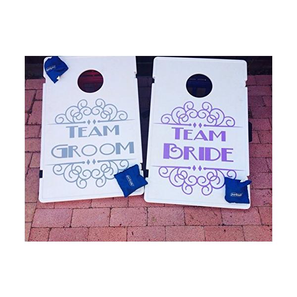 Wedding Decal for Cornhole Board | Groom ＆ Bride Sticker Corn Hole Game Set - 20"x20" [CH1]