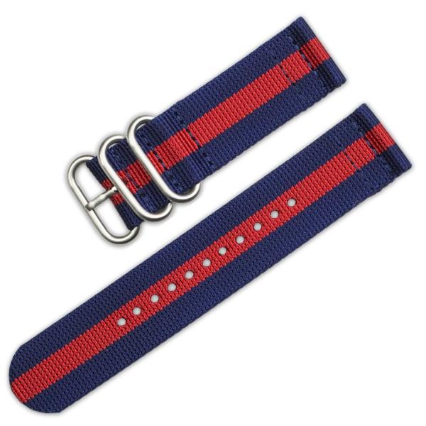 deBeer 24mm Military Ballistic Nylon 2-Piece Watch Band/Watch Strap - Navy with Red Stripes