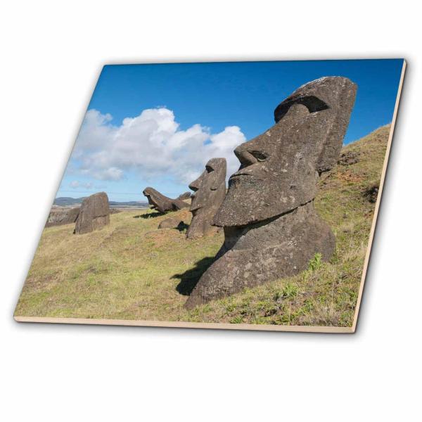 3dRose Chile, Easter Island, Rapa NUI NP, site of Rano Raraku the Quarry. 6 Inch Ceramic Tile