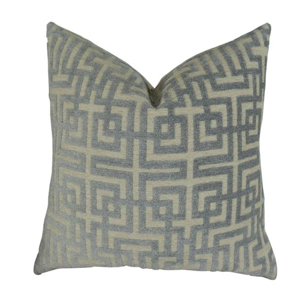 Thomas Collection Gray Pillow - Gray Taupe Geometric Throw Pillow - Grey Trellis Pillow - Geometric Key Trellis Pillow, Made in USA, 11428