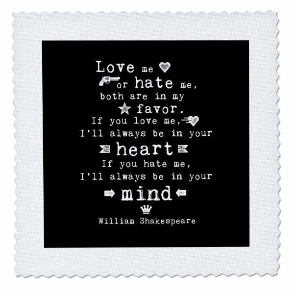 3dRose Shakespeare philosophy quote about love and hate キルト スクエア 30.5 x 30.5 cm