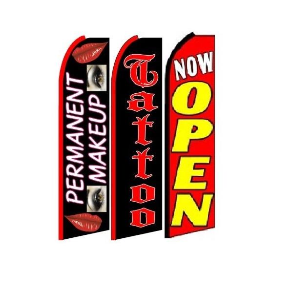 OnPoint Wares permanent+make+up,+tattoo, Now Open King Feather Flag Sign- Pack of 3