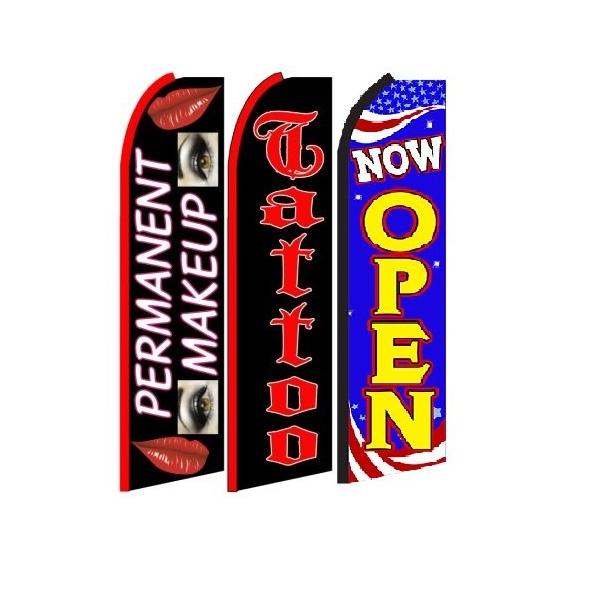 OnPoint Wares permanent+make+up,+tattoo, Now Open King Feather Flag Sign- Pack of 3 (Hardware Not Included)
