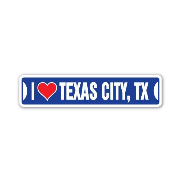 I Love Texas City, Texas Street Sign tx City State us Wall Road d〓cor Gift