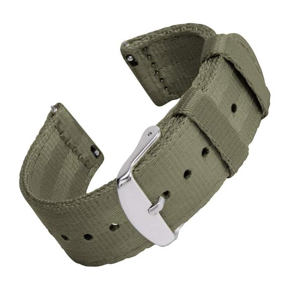 (アーチャー) Archer Watch Straps - シートベルト ナイロン クイックリリース腕時計バンド | マルチカラー 18mm 20mm 22mm, オリーブグリーン, 22mm (See diagr