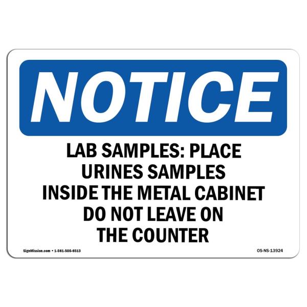 OSHA Notice Sign - Lab Samples Place Urine Samples Inside | Rigid Plastic Sign | Protect Your Business, Work Site, Warehouse ＆ Shop Area | Made in Th