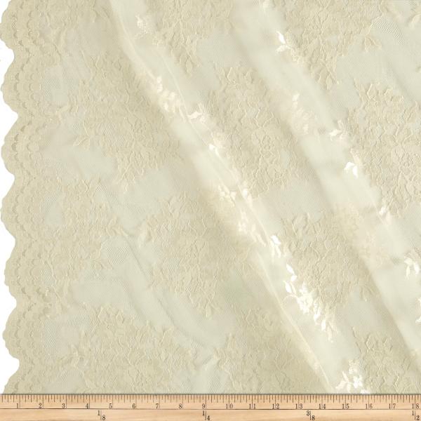 Chantilly Lace Double Border Champagne, Fabric by the Yard