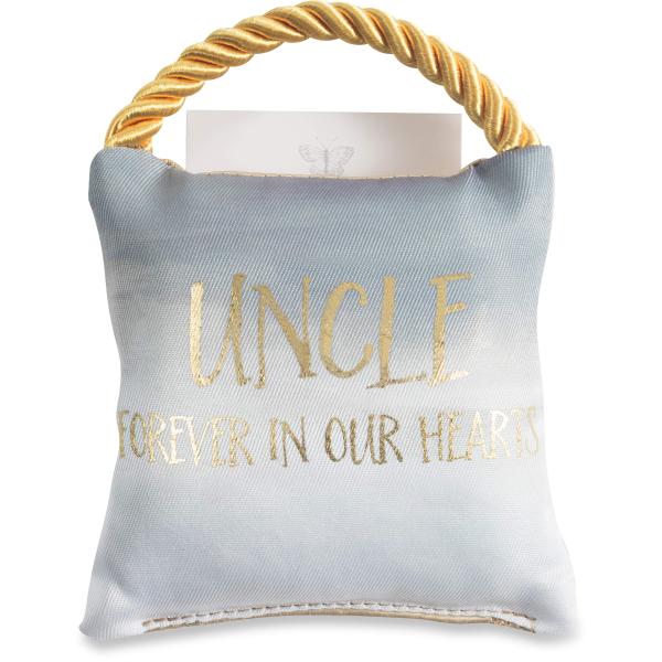 Pavilion Gift Company Uncle Forever in Our Hearts 4.5" Memorial Pocket Pillow, 4.5 x 4.5 Inch, Gold