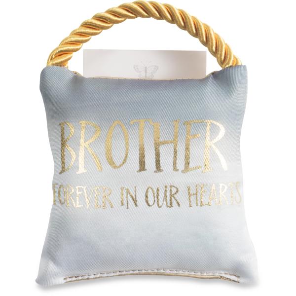 Pavilion Gift Company Brother Forever in Our Hearts 4.5" Memorial Pocket Pillow, 4.5 x 4.5 Inch, Gold