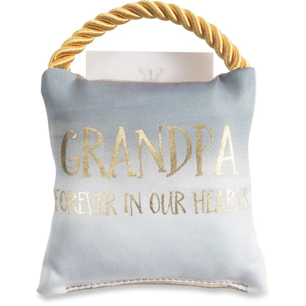 Pavilion Gift Company Grandpa Forever in Our Hearts 4.5" Memorial Pocket Pillow, 4.5 x 4.5 Inch, Gold