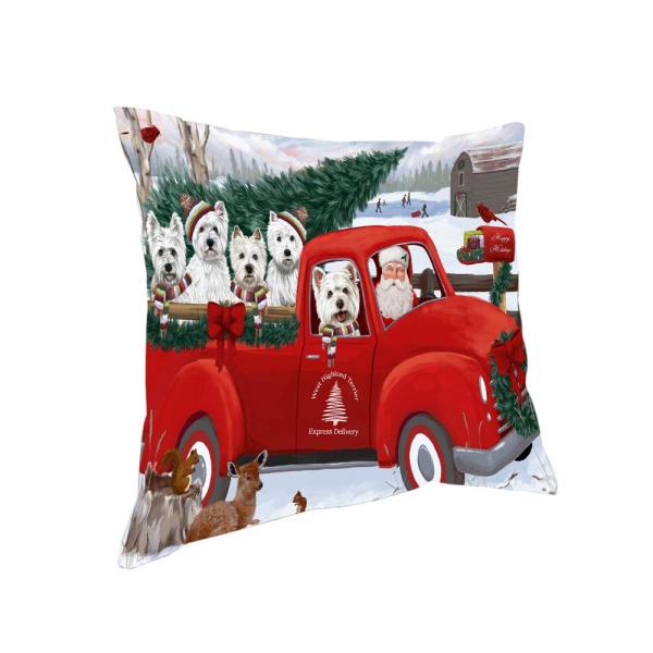 Doggie of the Day Christmas Santa Express Delivery West Highland Terriers Dog Family Pillow PIL76672 (14x14)