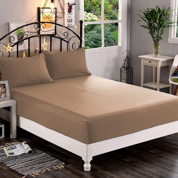 Elegant Comfort 寝具ボックスシーツ 16インチまでの深いマチ しわと色あせ防止 Twin/Twin XL ベージュ 247RW-Single-Fitted-Twin-Taupe