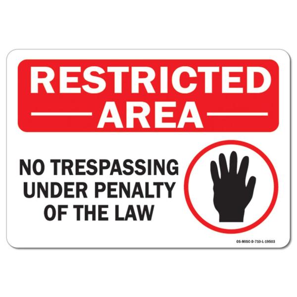 OSHA Decal - No Trespassing Under Penalty of The Law | Decal | Protect Your Business, Work Site, Warehouse ＆ Shop Area | Made in The USA