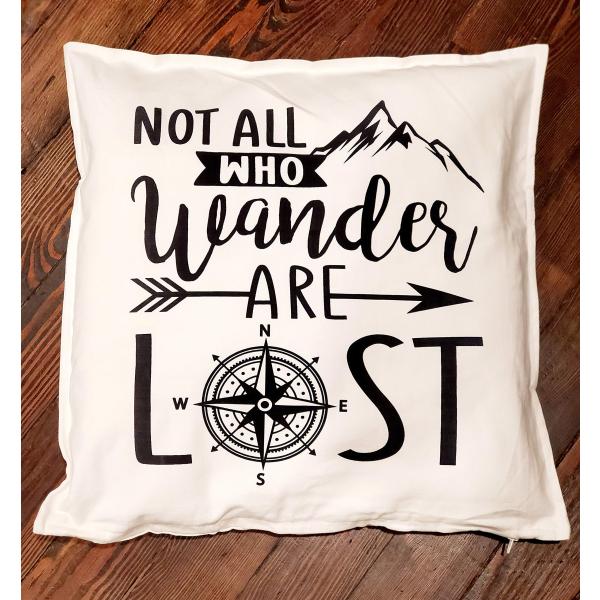 Ink Trendz Not All Who Wander are Lost Compass Adventure 20x20 Throw Pillow Cushion Home Decor