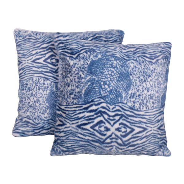 Home Soft Things Serenta Faux Fur 2 Piece Pillow Shell Set, 20" x 20", Victoria- Vintage Indigo