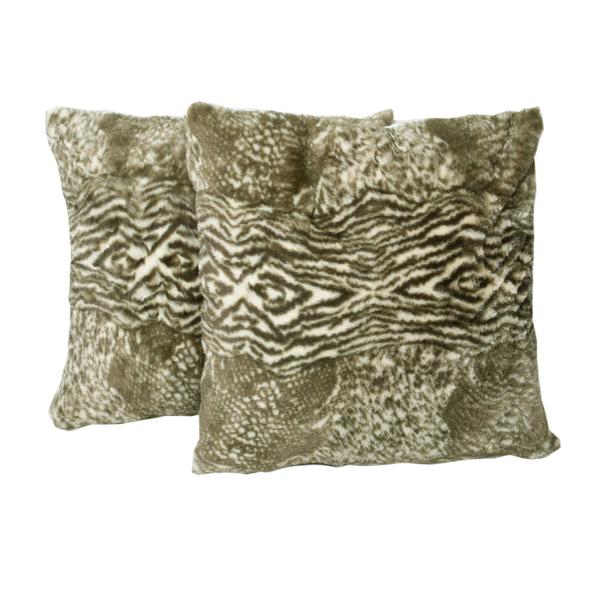 Home Soft Things Serenta Faux Fur 2 Piece Pillow Shell Set, 20" x 20", Victoria- Martini Olive