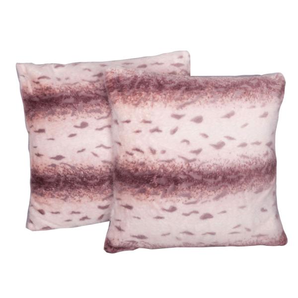 Home Soft Things Serenta Faux Fur 2 Piece Pillow Shell Set, 20" x 20", Citrake - Wood Rose