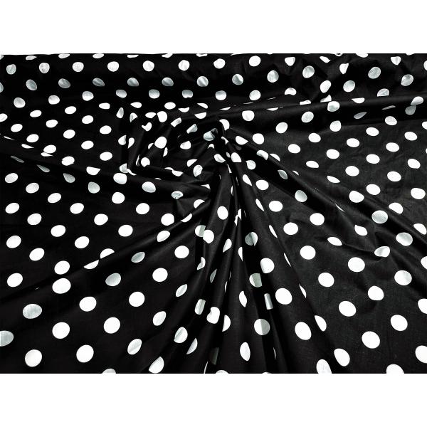 New Creations Fabric ＆ Foam Inc, 60" Wide by Premium Polka Dot Poly Cotton Fabric (White Dot on Black, 5 Yards)