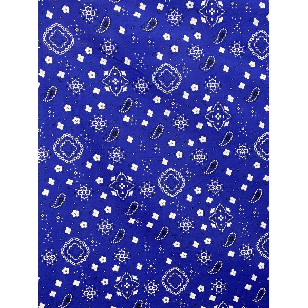 SAL TEX FABRICS, Paisley Bandanna Polyester Cotton Print Fabric, Sells by The Yard, Black, Royal, RED, Navy, Pink, Turquoise, White, Baby Blue. (Royal