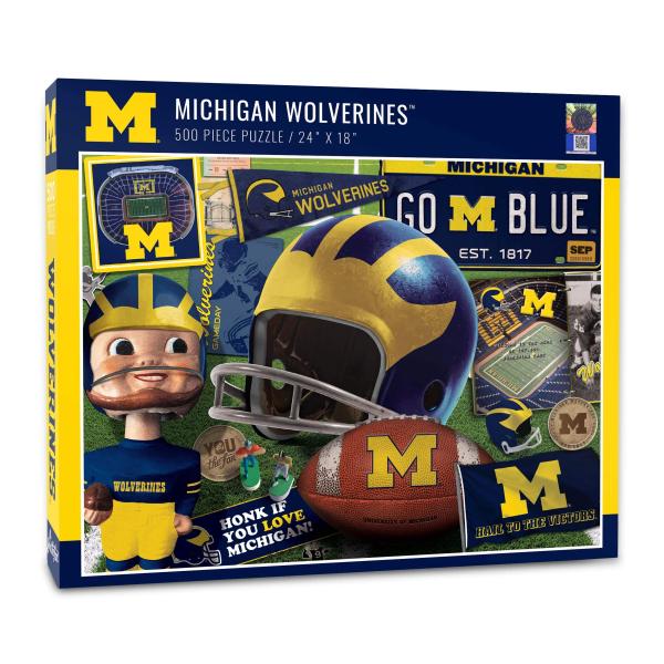 YouTheFan NCAA ミシガン・ウルヴァリンズ レトロシリーズ 500ピース パズル チームカラー 完成46×61cm NCAA公式