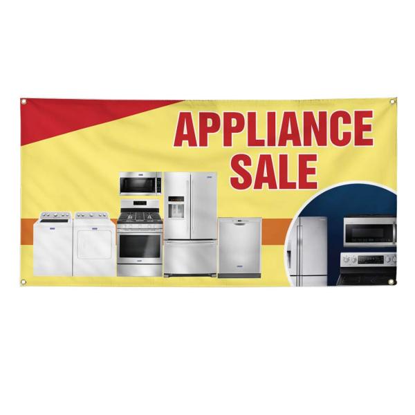 Vinyl Banner Multiple Sizes Appliance Sale Advertising Printing B Business Outdoor Weatherproof Industrial Yard Signs Red 4 Grommets 24x36Inches