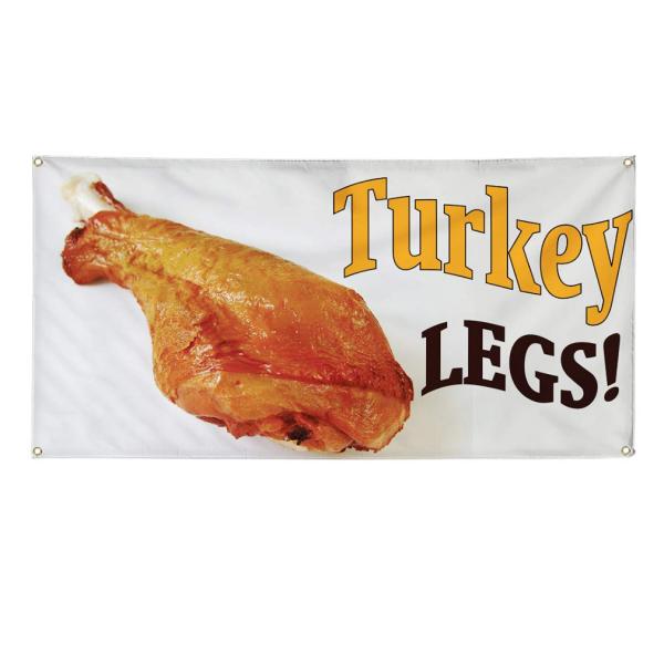 Vinyl Banner Multiple Sizes Turkey Legs! Outdoor Advertising Printing Restaurant ＆ Food Outdoor Weatherproof Industrial Yard Signs Golden 4 Grommets