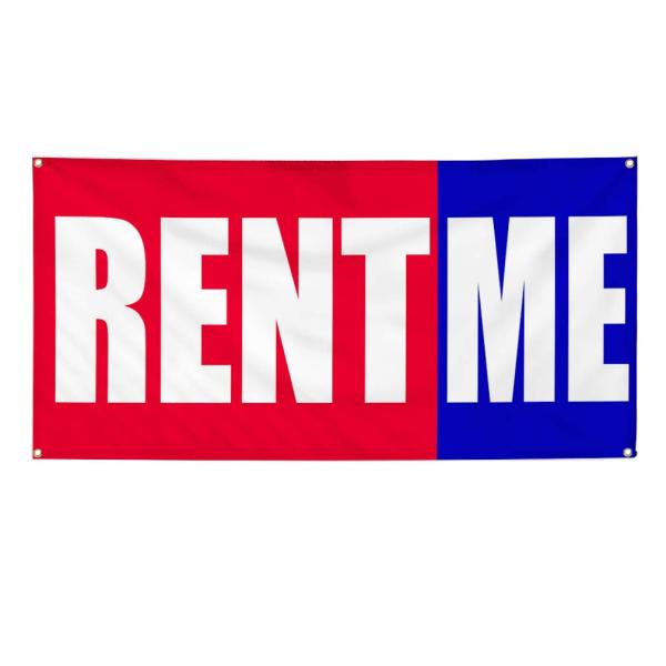 Vinyl Banner Multiple Sizes Rent Me Promotion Business Business Outdoor Weatherproof Industrial Yard Signs Red 4 Grommets 12x30Inches