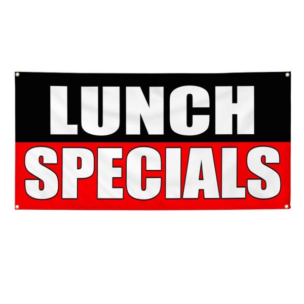 Vinyl Banner Multiple Sizes Lunch Specials Food Fair Promotion Business Restaurant ＆ Food Outdoor Weatherproof Industrial Yard Signs Red 4 Grommets 1