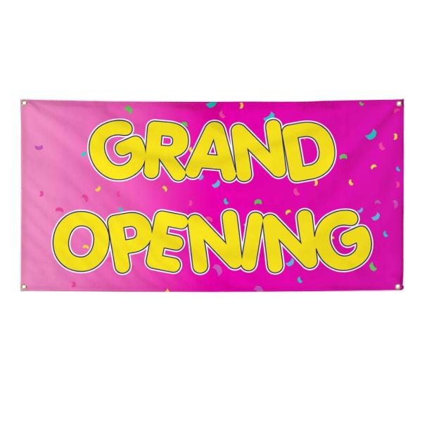 Vinyl Banner Multiple Sizes Grand Opening Advertising Printing A Business Outdoor Weatherproof Industrial Yard Signs Pink 4 Grommets 12x30Inches