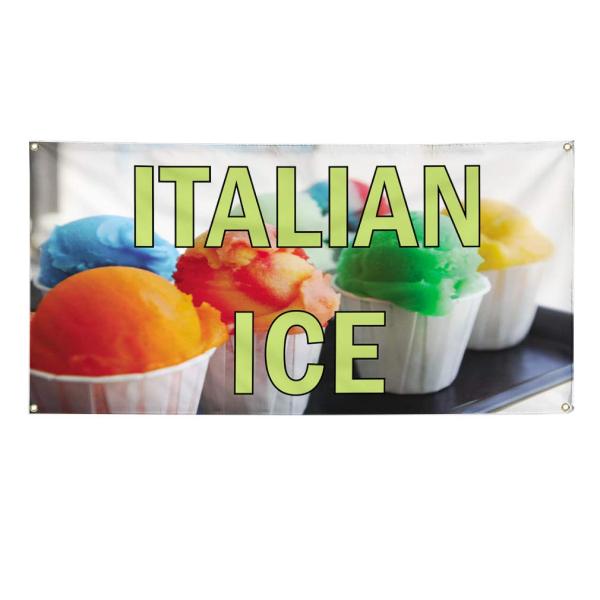 Vinyl Banner Multiple Sizes Italian Ice Outdoor Advertising Printing E Restaurant ＆ Food Outdoor Weatherproof Industrial Yard Signs Yellow 4 Grommets